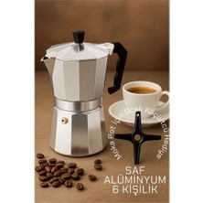 Klasik Italyan Moka Pot - 6061 Saf Alüminyum  Profesyonel Moka Pot - 6 Kişilik