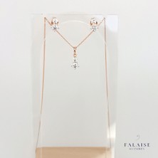 Falaise Accessories 2 Taşlı Kolye&küpe Set - Altın