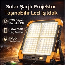 NIXCON 336 LED Solar Sarjli Projektor IP66 Su Gecirmez Tasinabilir Kamp Lambasi