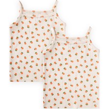 Cigit Ikili Ip Askılı Kız Atlet 2-11 Yaş Portakal Desen