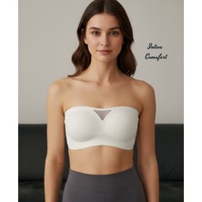 Intive Lingerie Intive Lazer Kesim Dikişsiz Önü Transparan Detaylı Kopçalı Premium Kalite Askısız Straplez Sütyen