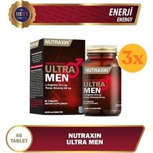 Nutraxin Green Power Ultra Men L-Arginine 60 Tablet Takviye Edici Gıda - 3 Adet (180 Tablet) - Dezenfektan Hediyeli (%72 Alkol)