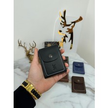 Sanat %100 Hakiki Crazy Deri El Dikimi Minimalist Cüzdan - Çıtçıtlı Eskitme Dokulu Kaliteli Erkek Cüzdan