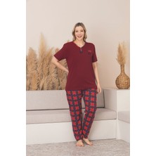 Asel Pijama Büyük Beden Kısa Kol Pamuklu Likralı Pijama Takımı