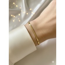 IRONMOON Altın Renk Ince Zincir Italyan Çelik Bileklik