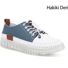Gönderi(r) Kadın Mavi  Bağcıklı Hakiki Deri Sneaker