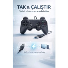 FaroxTech Profesyonel USB Kablolu Oyun Konsolu - Tak & Çalıştır, Analog Destekli Oyun Kolu