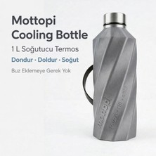 Mottopi Soğutucu Saplı Termos Gri– 1 L Cooling Bottle Dondur Doldur Soğut, Buzsuz Soğuk Su Termosu, Soğutucu Şişe, Taşınabilir Sıvı Soğutucu