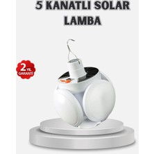 MidasTech Güneş Enerjili ve USB Şarjlı LED Kamp Lambası – 5 Farklı Işık Modlu Askılı Tasarım Midi