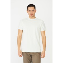 White Stone Ekru Basic Bisiklet Yaka Erkek T-Shirt