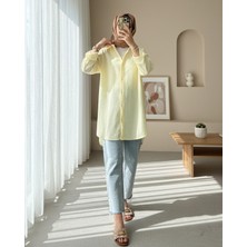 Modamorfo Karaşlı Su Yolu Şahmeran Gömlek  -Açık Sarı