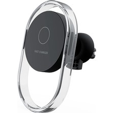 MidasTech Ally 15W Klima Araç Havalandırma Bölmesi Manyetik Şeffaf Kablosuz Araç Şarj Telefon Tutucu-(57