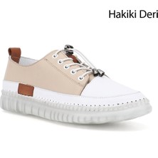 Gönderi(r) Kadın Bej  Bağcıklı Hakiki Deri Sneaker