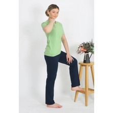 Çamaşır Kenti Kadın Kısa Kol Pamuk Penye Pijama Takım Fıstık Yeşili