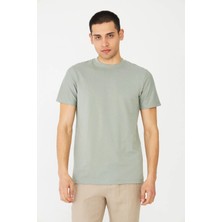 White Stone Haki Yeşil Basic Bisiklet Yaka Erkek T-Shirt