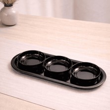 Sarkap Home 3'lü Çerezlik ve Sunumluk Tepsi Seti -  Parlak Siyah