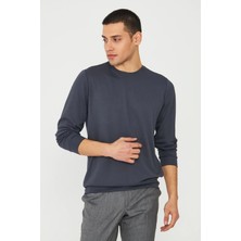 White Stone Antrasit Basic Bisiklet Yaka Erkek Sweatshirt