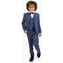 Ahengim Erkek Çocuk Slim Fit Dokulu Çizgili Klasik Takım Elbise AK197-198