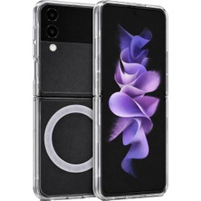 Vissona Samsung Galaxy Z Flip 3 Uyumlu Kamera Korumalı Magsafe Wireless Şarj Özellikli Lüks Şeffaf Silikon Telefon Kılıfı