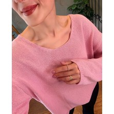 Ali Butik Pembe Oval Yaka Dökümlü Triko