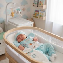 Ayma Yenidoğan Erkek Bebek Hastane Çıkışı 10 Parça Set – Pamuklu Bebek Hastane Seti, Zıbın Takımı, Şapka Eldiven Önlük Dahil