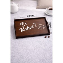 Marena Home Ahşap Kahve Servis Tepsisi 32X20 cm – Bi Kahve Dekoratif Sunum Tepsisi Kulplu