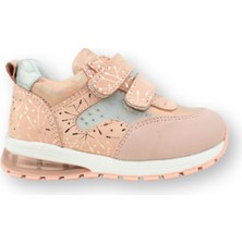 Nubebe Marmara Neo Işıklı Çift Cırtlı Deri Ayakkabı Pudra Hologram