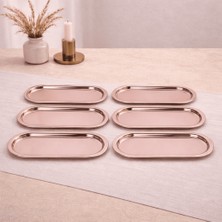 Sarkap Home 6'lı Açık Bronz Oval Sunumluk Metal Servis Tepsisi