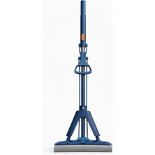 Fırsat Yolu Kelebek Mop - 2 Adet Pva Sünger - Çelik Sap Esnek Kullanım Temizlik Seti - Mavi - 135 cm