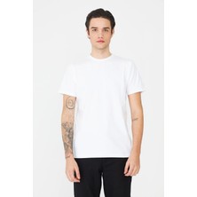 White Stone Beyaz Bisiklet Yaka Basic Erkek T-Shirt
