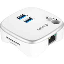 MidasTech Baseus Çok Fonsiyonlu Notebook Adaptörü Hub Dual USB 3.0 RJ45 TF/SD-(5775) Midiastech