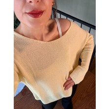 Ali Butik Sarı Oval Yaka Dökümlü Triko