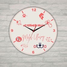 Çılgıntrend Kişiye Özel Veteriner Hekim Metal Duvar Saati - Klinlere Özel Hediye 29 cm