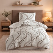 Pamuksu Markalı Dalgalı Desenli Tek Kişilik Nevresim Takımı | 3 Lastikli Çarşaf Seçenegi | 100% Pamuk - Kutulu