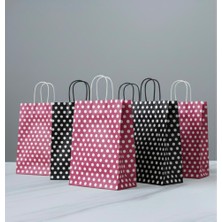 Aybaş Kağıtçılık 1.kalite 18X24 cm (10 Adet) Siyah (10 Adet) Pembe Renk Beyaz Benekli,kraft Kağıt Çanta,hediye Paketi