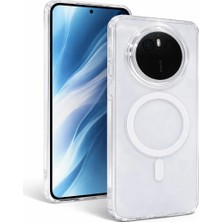 Vissona Huawei Mate 60 Pro Uyumlu Kamera Korumalı Magsafe Wireless Şarj Özellikli Lüks Şeffaf Silikon Telefon Kılıfı