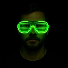 Yeşil LED Işıklı Parti Gözlüğü – Neon Glow Şerit Gözlük 3 Modlu Midastech