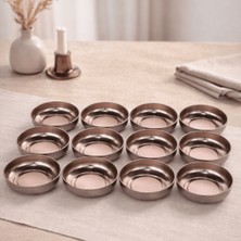 Sarkap Home 12'li Dondurmalık ve Çerezlik Seti - Açık Bronz 10 cm Çap, 3.2 cm Yükseklik