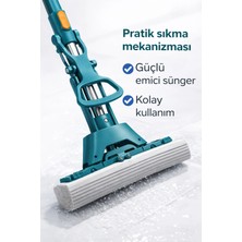 Fırsat Yolu Kelebek Mop - 2 Adet Pva Sünger 33 cm - Çelik Sap Esnek Kullanım Temizlik Seti - Yeşil