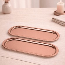 Sarkap Home 2'li Oval Sunumluk Tepsi - Bronz