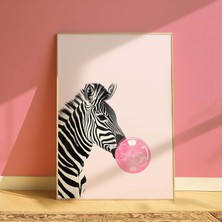 DES VU PRINT Sakız Çiğneyen Zebra Posteri, Pinterest Eclectic Temalı Çerçevesiz Poster