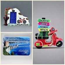 Mundy Alanya 3’lü Magnet Set Buzdolabı Süsü Hediyelik (2 Kabartma Polyester + 1 Plastik) (KOD:1097)