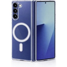 Vissona Samsung Galaxy Z Fold 6 Uyumlu Kamera Korumalı Magsafe Wireless Şarj Özellikli Lüks Şeffaf Silikon Telefon Kılıfı