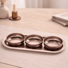 Sarkap Home 3'lü Çerezlik ve Sunumluk Tepsi Seti -  Açık Bronz