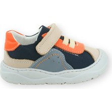 Nubebe Stylish Erkek Ilk Adım Ayakkabısı Deri Spor Lacivert-Bej