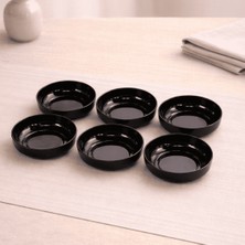 Sarkap Home 6'lı Parlak Siyah Dondurmalık ve Çerezlik Seti 10 cm Çap, 3.2 cm Yükseklik