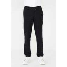 White Stone Siyah Rahat Kalıp Bağcıklı Jogger Pantolon
