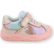 Nubebe Stylish Kız İlk Adım Ayakkabısı Deri Spor Pudra Hologram