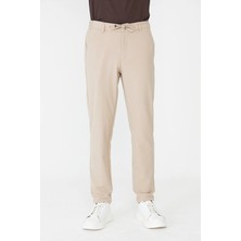 White Stone Bej Bağcıklı Smart Casual Jogger Pantolon