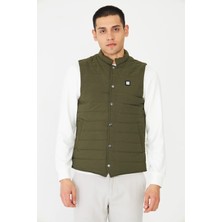 White Stone Modern Kesim Haki Erkek Şişme Yelek